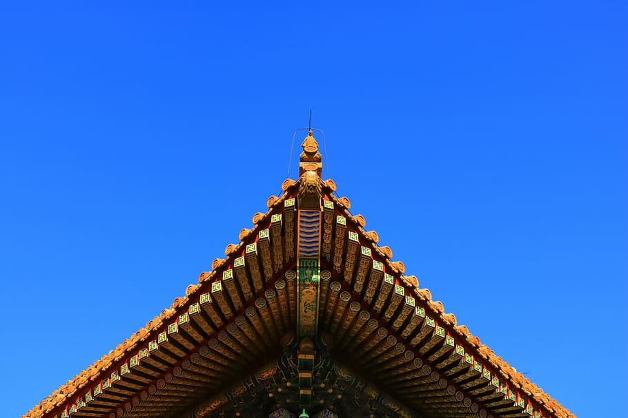building, roof, sky, clear sky, architecture, low angle view HD wallpaper