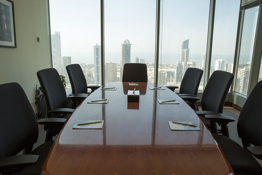 brown wooden conference table inside room, iocenters, meeting room