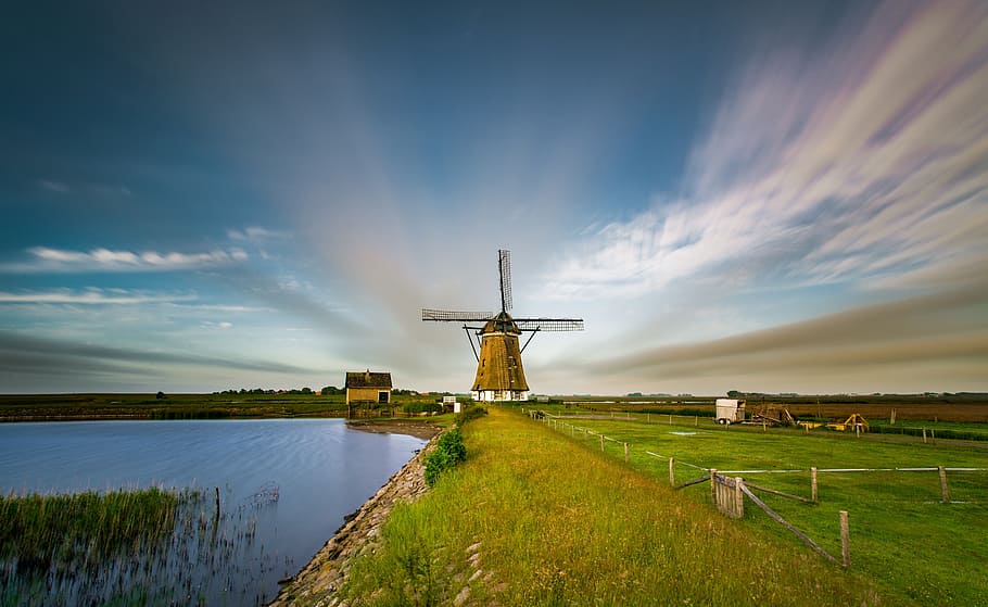 Hd Wallpaper Long Exposure Windmill Pond Weather Clouds Lake Images, Photos, Reviews