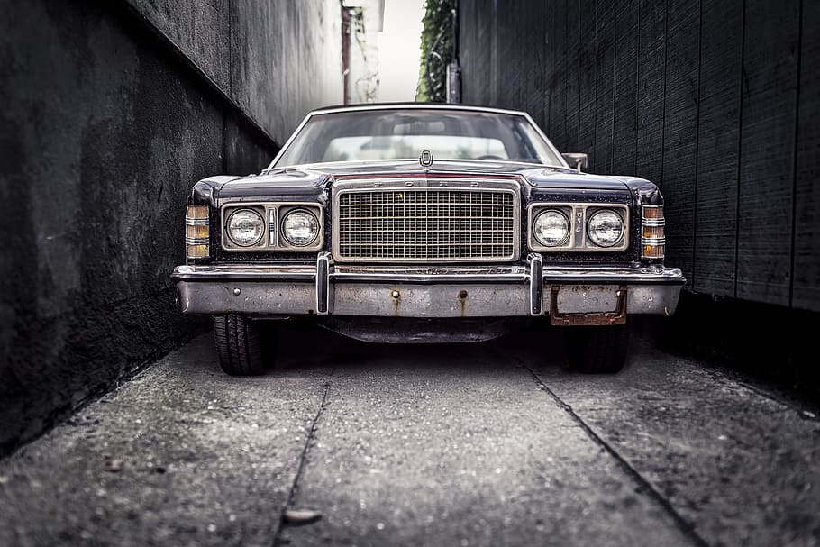 car, vehicle, vintage, windshield, alley, america, american, antique, HD wallpaper