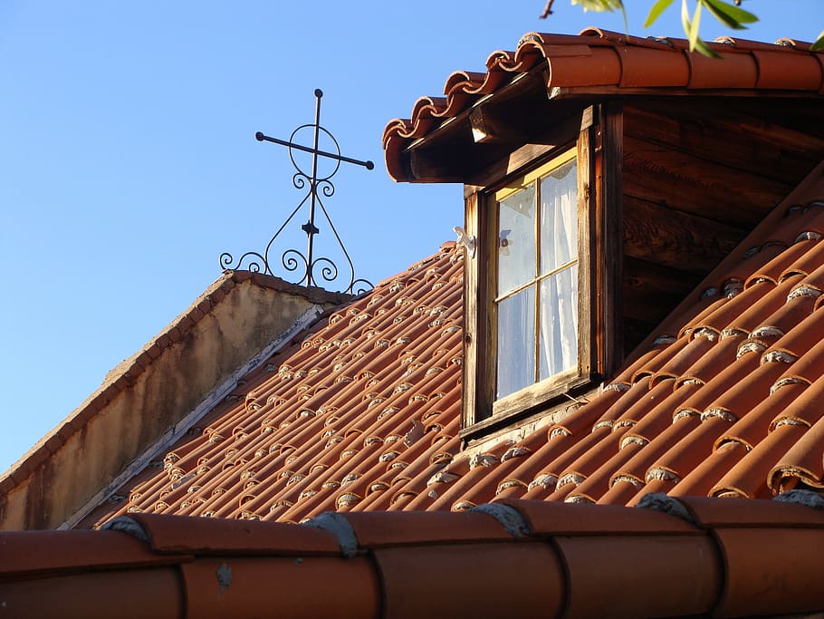 rooftop, window, shingle, built structure, architecture, sky HD wallpaper