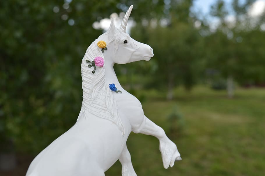 selective focus photo of white unicorn toy, Horse, Fantasy, horn animal