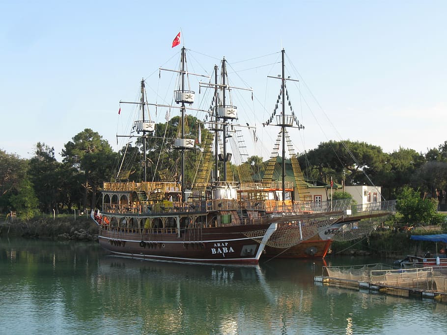 Ship, Pirate, Sail, nautical vessel, water, moored, no people HD wallpaper