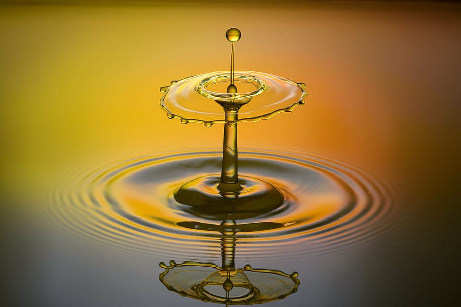 water drop, drip, spray, liquid, orange, high speed, drop of water HD wallpaper