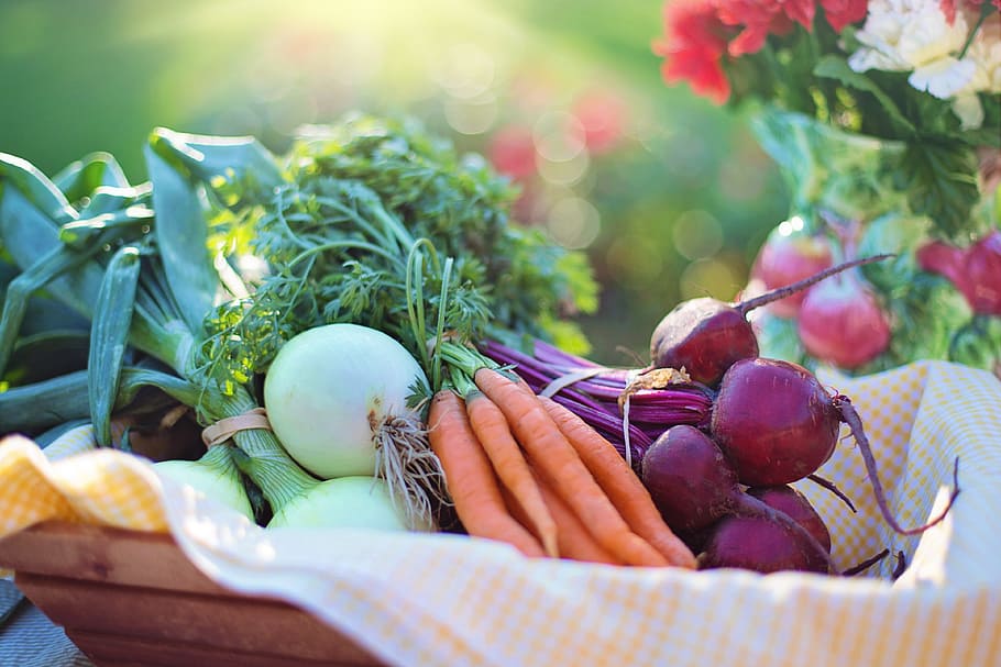 selective focus photography of vegetables in basket, Onions HD wallpaper