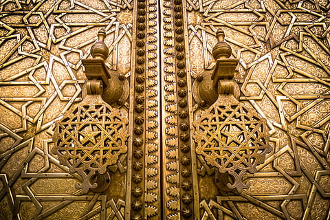 door, knobs, mosque, plan, metal, morocco, full frame, entrance HD wallpaper