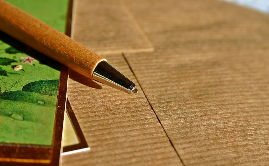brown pen, leave, map, envelope, post, paper, letters, penpal, HD wallpaper
