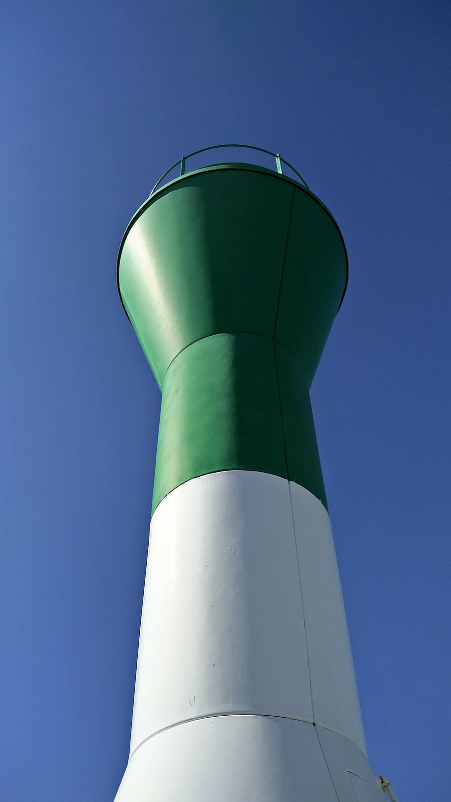 Lighthouse, green and white lighthouse, tower, sky, blue, person HD wallpaper
