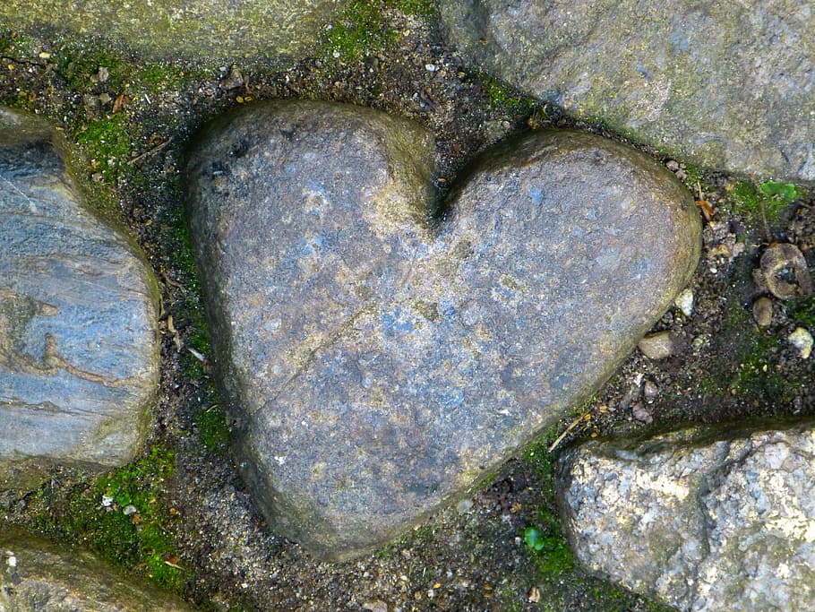gray concrete star stone, heart, st michael's mount, love, stone heart, HD wallpaper