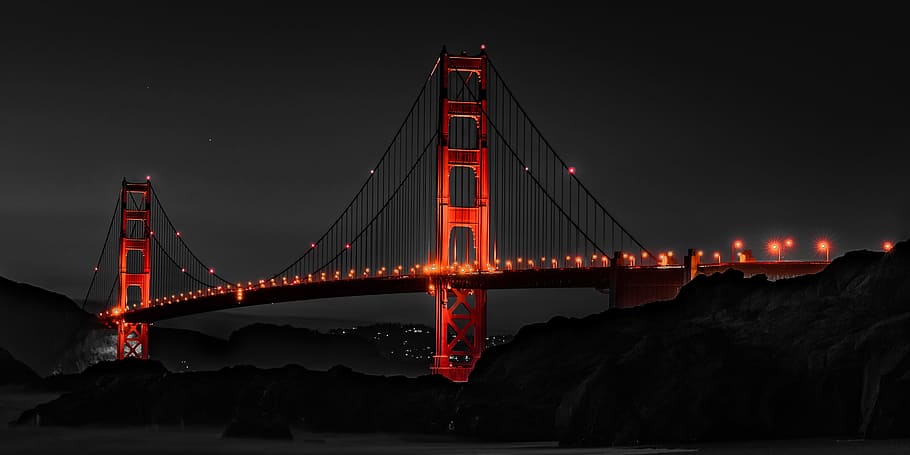 light, sea, dawn, landscape, architecture, bridge, connection HD wallpaper