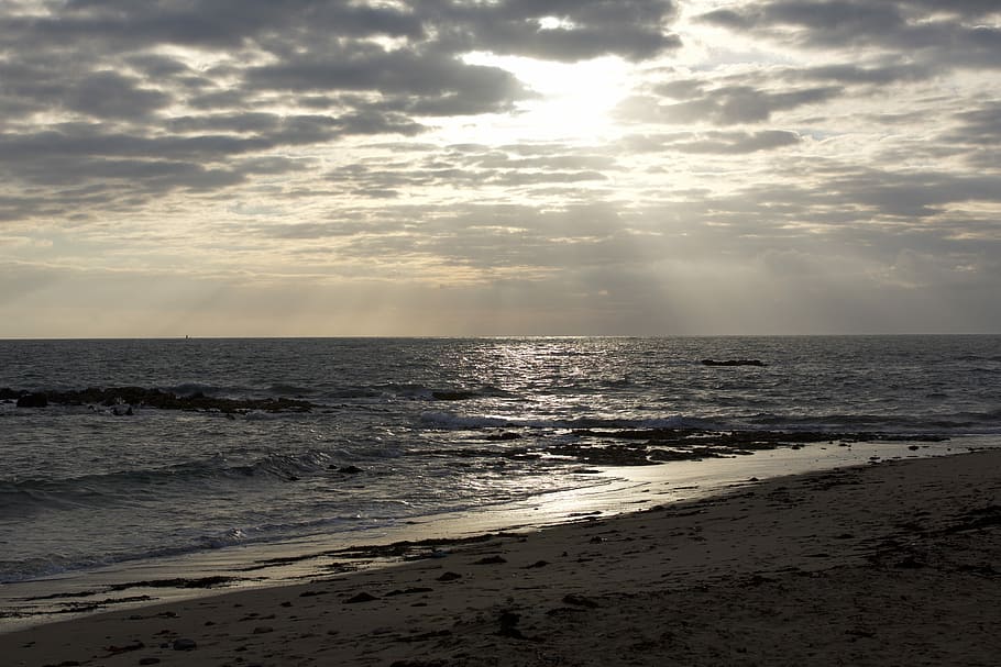 Sea, Evening, Sunset, Clouds, sunset on the sea, france, horizon HD wallpaper