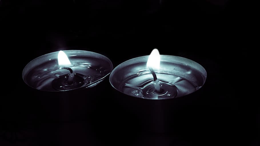 candles, fire, flame, light, wax, tea, tea candle, dark, burning HD wallpaper