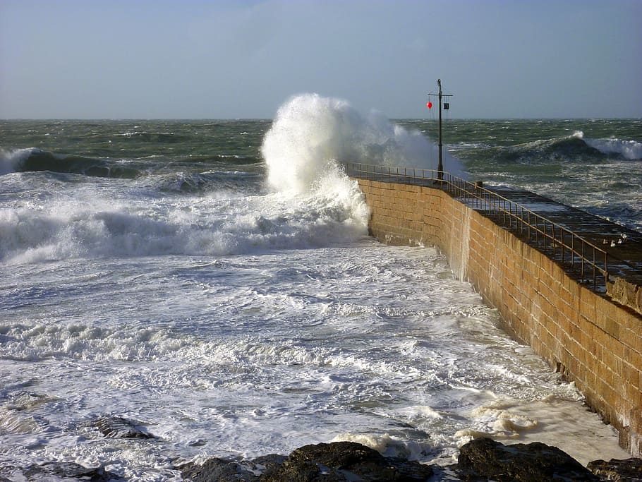 sea, forward, wave, water, spray, nature, mole, england, cornwall HD wallpaper