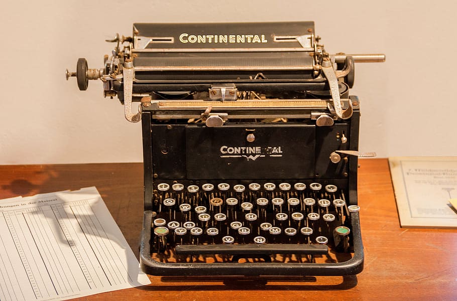 black and gray CONTINENTAL typewriter, scheib machine, tap HD wallpaper