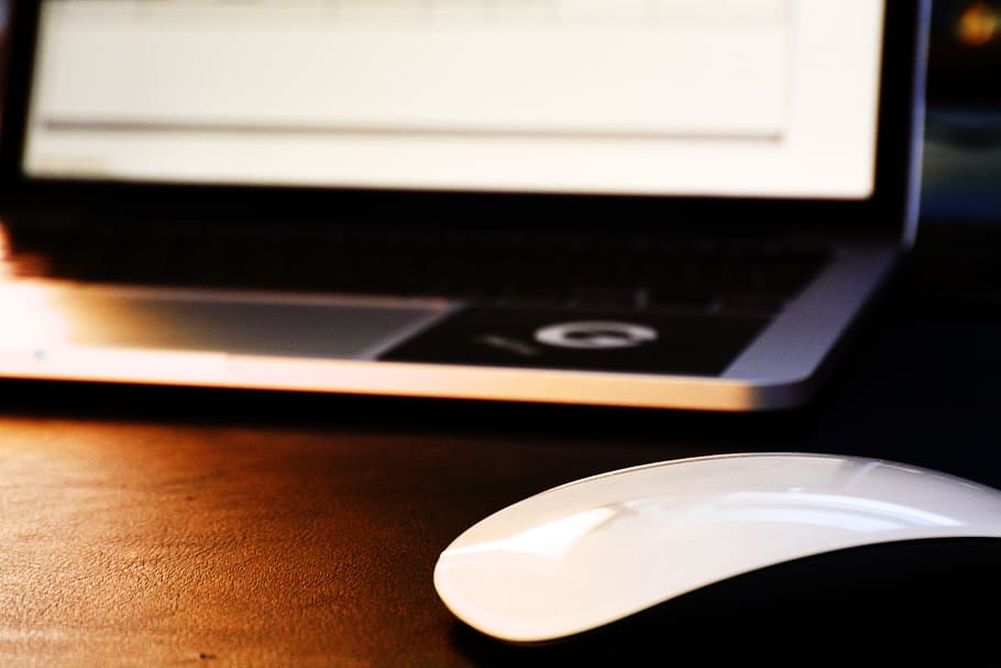 technology, gadgets, computer, laptop, mouse, desk, table, work HD wallpaper