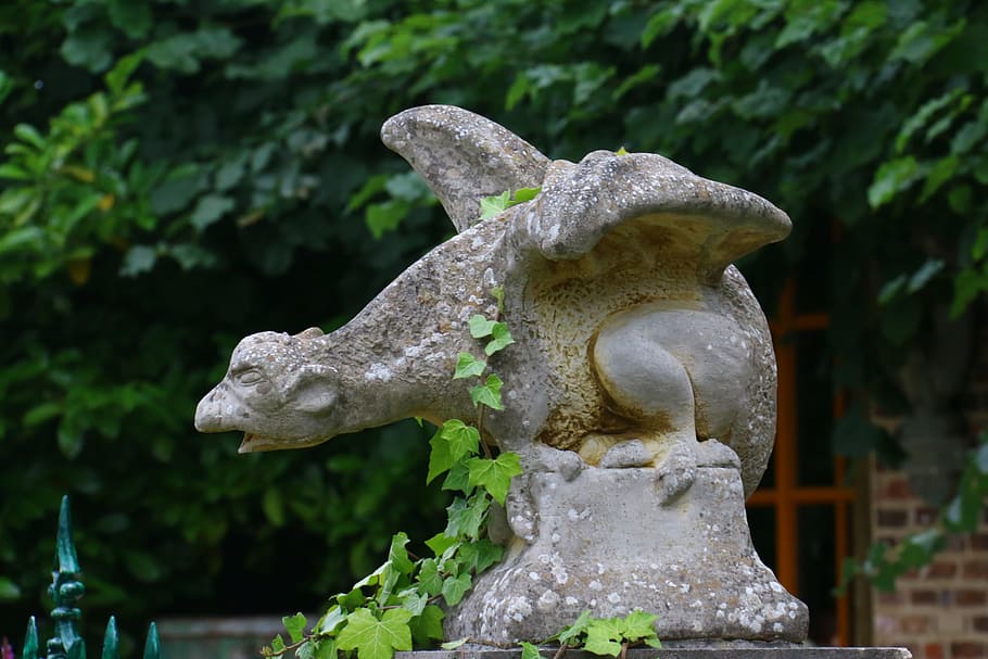 gargoyle, statue, sculpture, pierre, representation, art and craft HD wallpaper