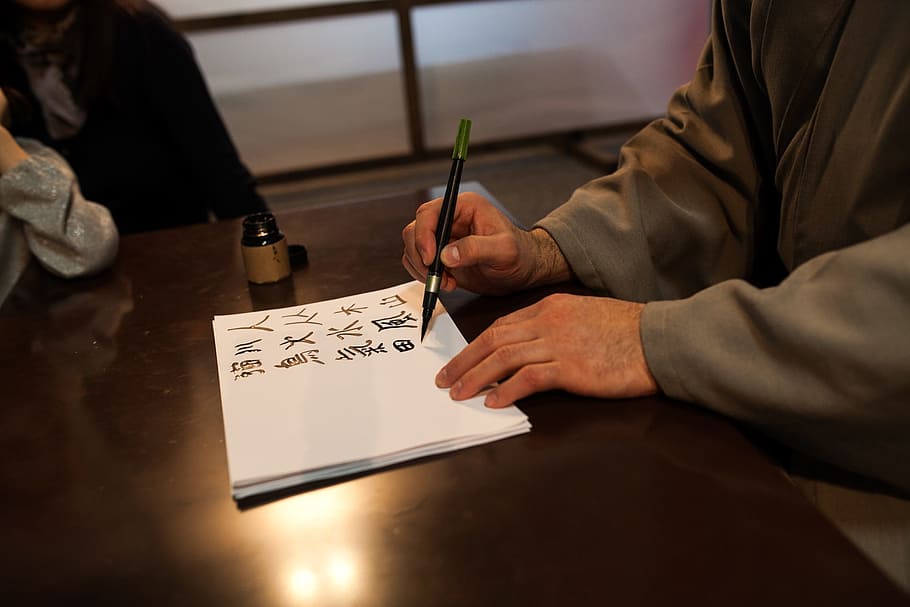Calligraphy, Japan, Character, one man only, one person, writing HD wallpaper
