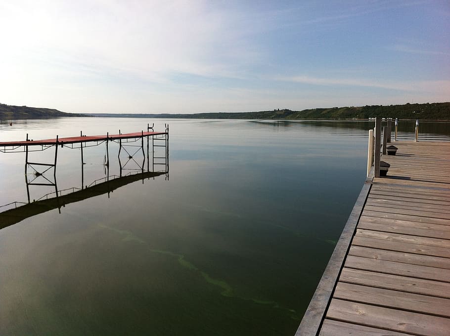 Lake, Beach, Calm, Dock, Marine, peaceful, water, pier, sky HD wallpaper