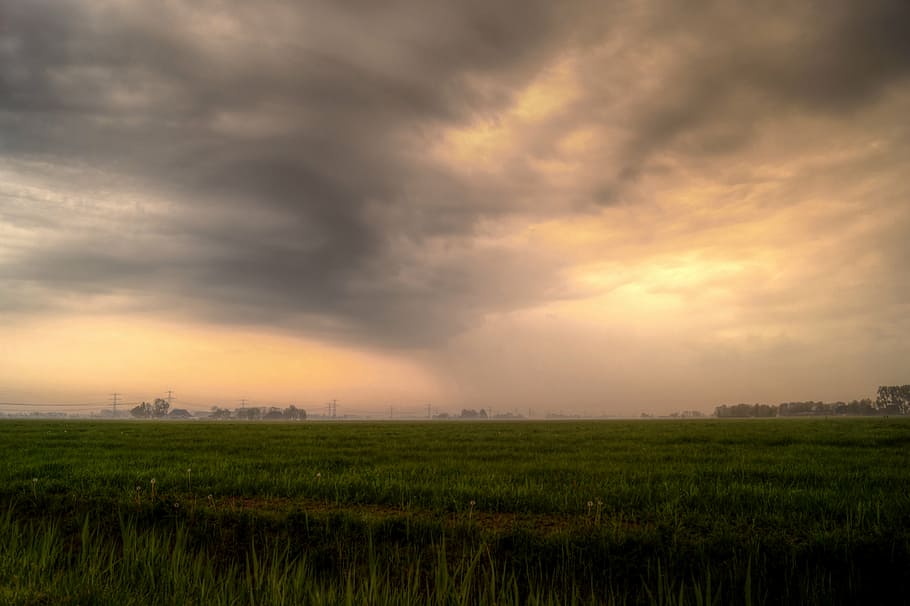 clouds, cloudy, field, meadow, stormy, public domain images HD wallpaper
