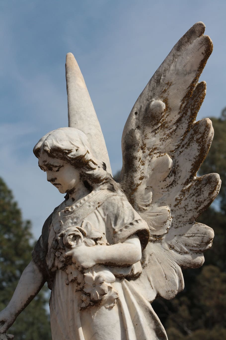 angel, death, grave, funeral, statue, religion, cemetery, tombstone, HD wallpaper