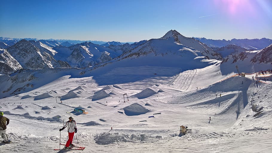 snow, mountain, winter, panoramic, nature, snowpark, the ski area HD wallpaper