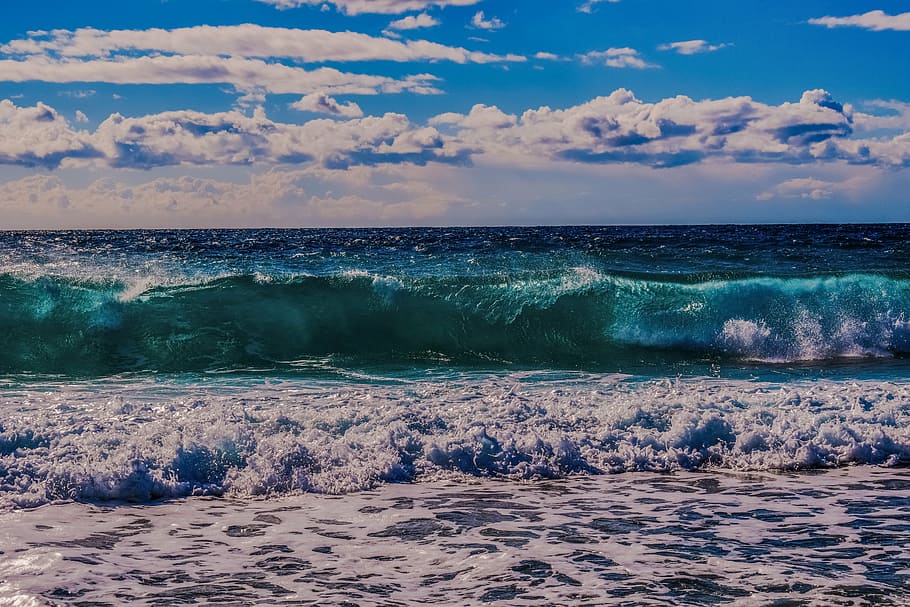 wave, foam, spray, sea, water, nature, beach, splash, scenic HD wallpaper