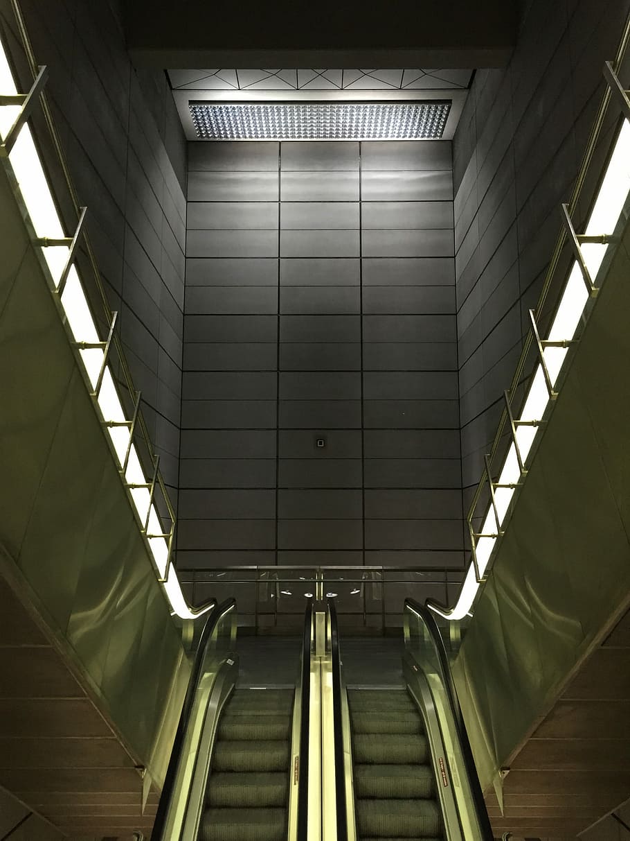 Stairs, Elevator, Metal, Architecture, staircase, atmosphere HD wallpaper