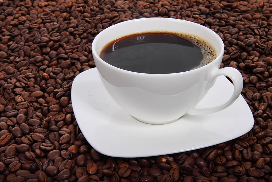 brown liquid on white ceramic cup and saucer, cup of coffee HD wallpaper