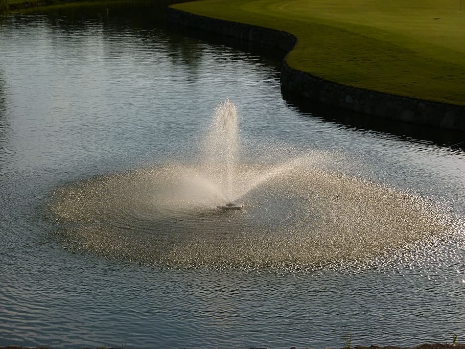 fountain, water feature, illuminated, motion, nature, waterfront HD wallpaper