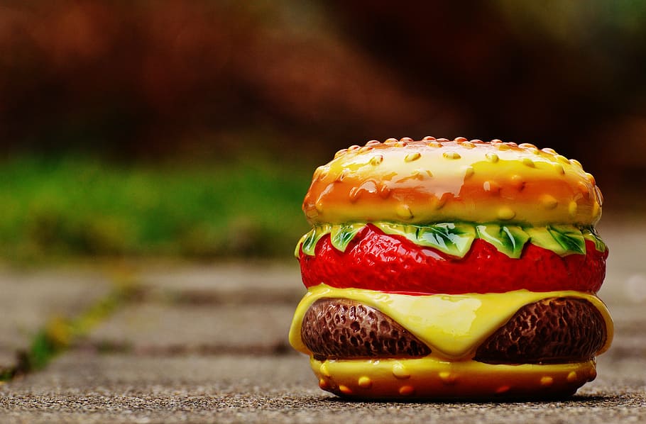 hamburger, cheeseburger, delicious, ceramic, funny, pottery HD wallpaper