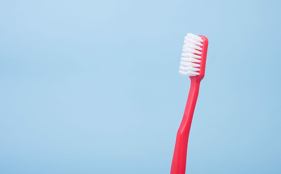 HD wallpaper: red toothbrush, red and white plastic toothbrush, minimal ...