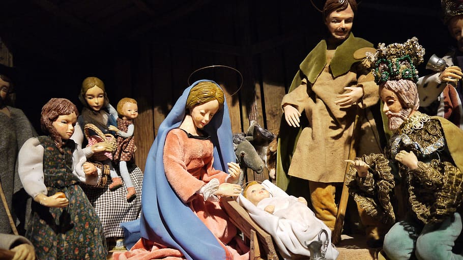 nativity scene, hl, family, christmas, christ child, santon