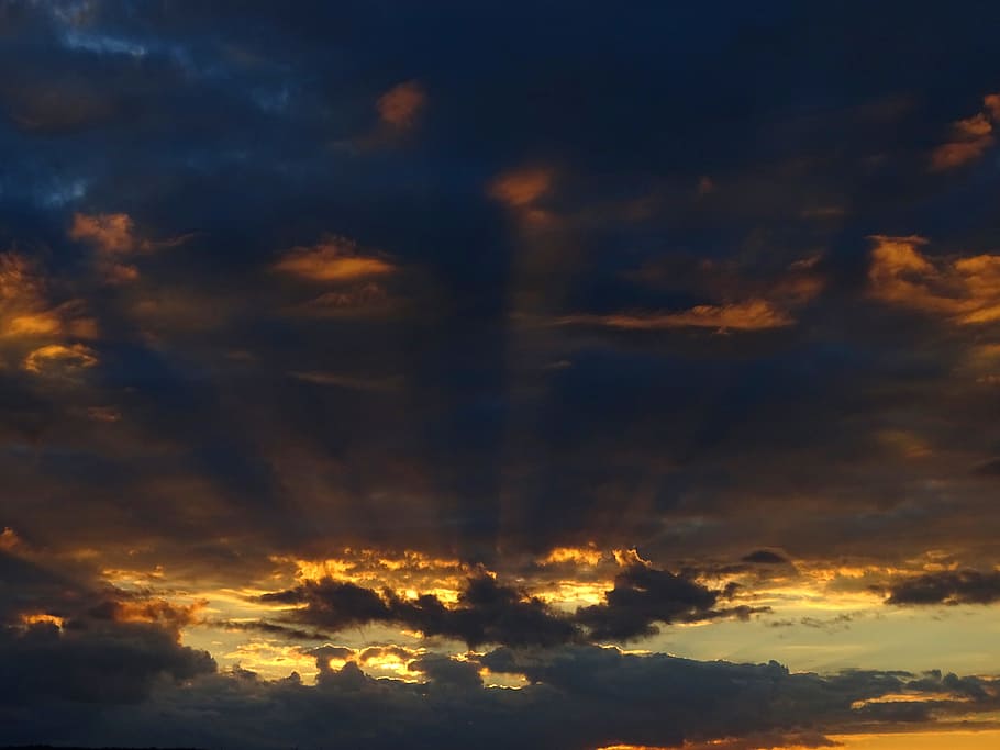 Evening, Clouds, evening sky, gewitterstimmung, sunset, lighting HD wallpaper