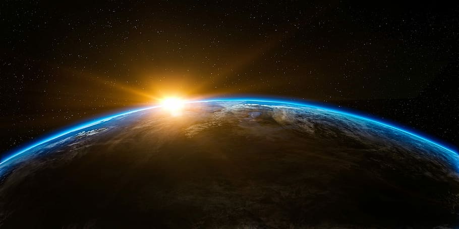 Sunrise over the Earth, photos, public domain, space, planet - Space, HD wallpaper