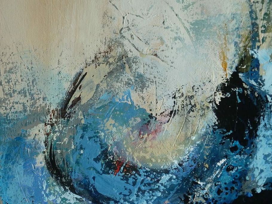 shallow photography of white and blue abstract painting, art HD wallpaper