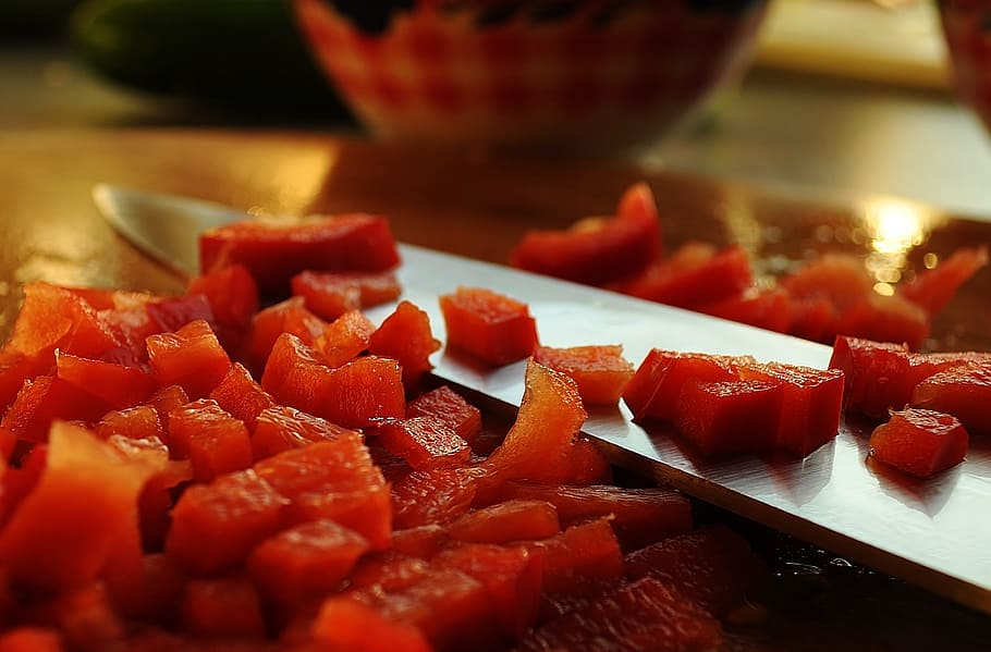 red slice fruits, knife, blade, watermelon, fresh, cut, sliced HD wallpaper