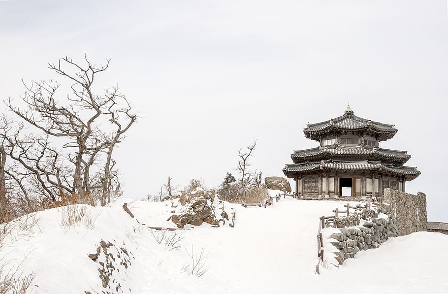 Buddhist monastery during Winter