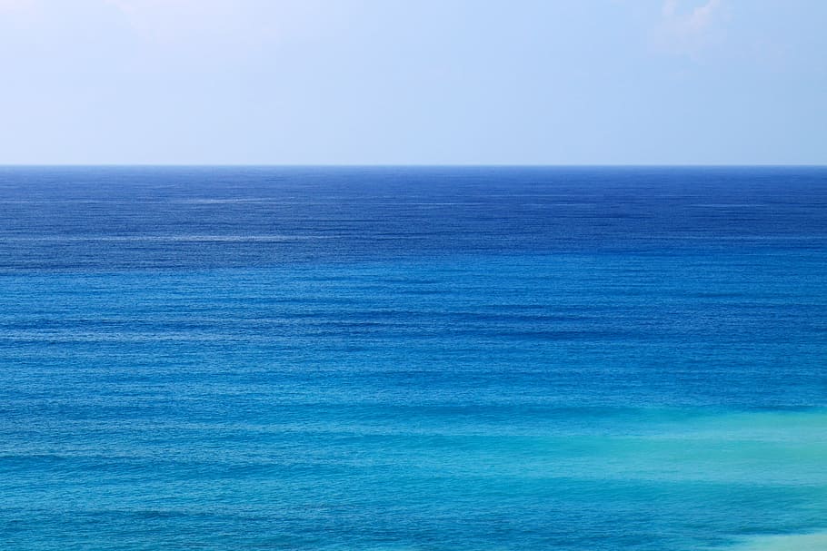 body of water, white clouds, blue sky, daytime, aqua, backdrop HD wallpaper
