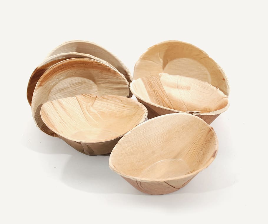 Round, Plates, Palm Leaf, Material, dishware, wooden, deep HD wallpaper