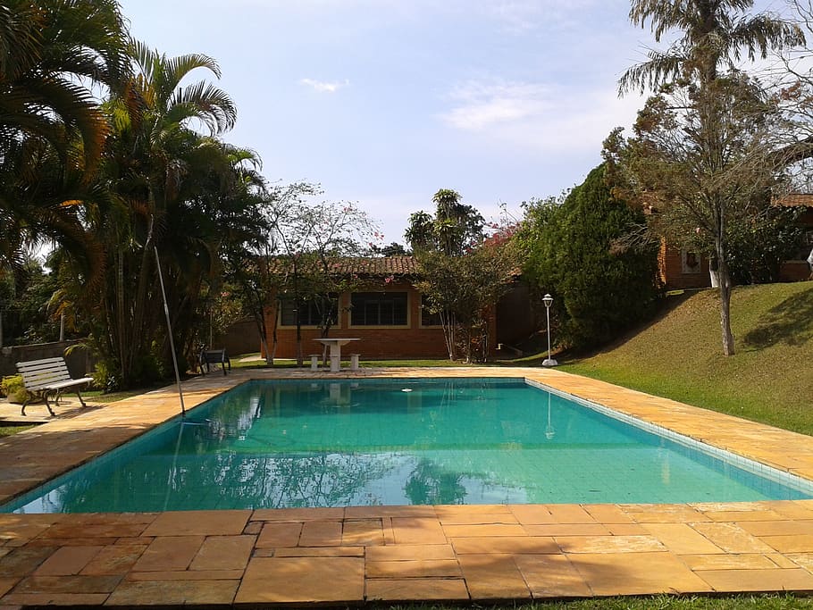 home, pool, nature, swimming pool, tree, plant, water, architecture HD wallpaper