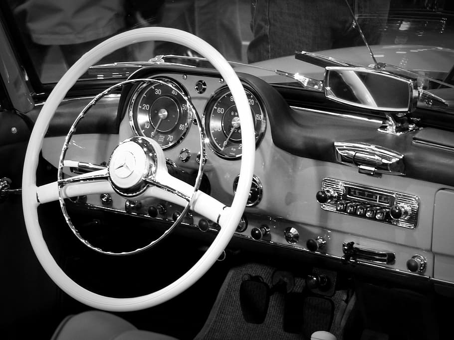 oldtimer, cockpit, mercedes, dashboards, steering wheel, mode of transportation HD wallpaper