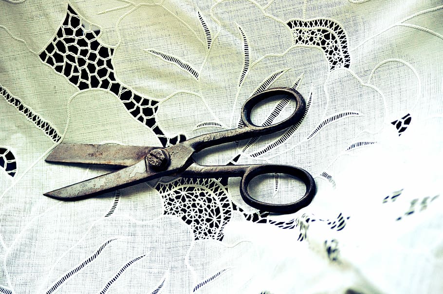 scissors, fabric, old, old fashioned, clothcraft, cut, schneider, HD wallpaper