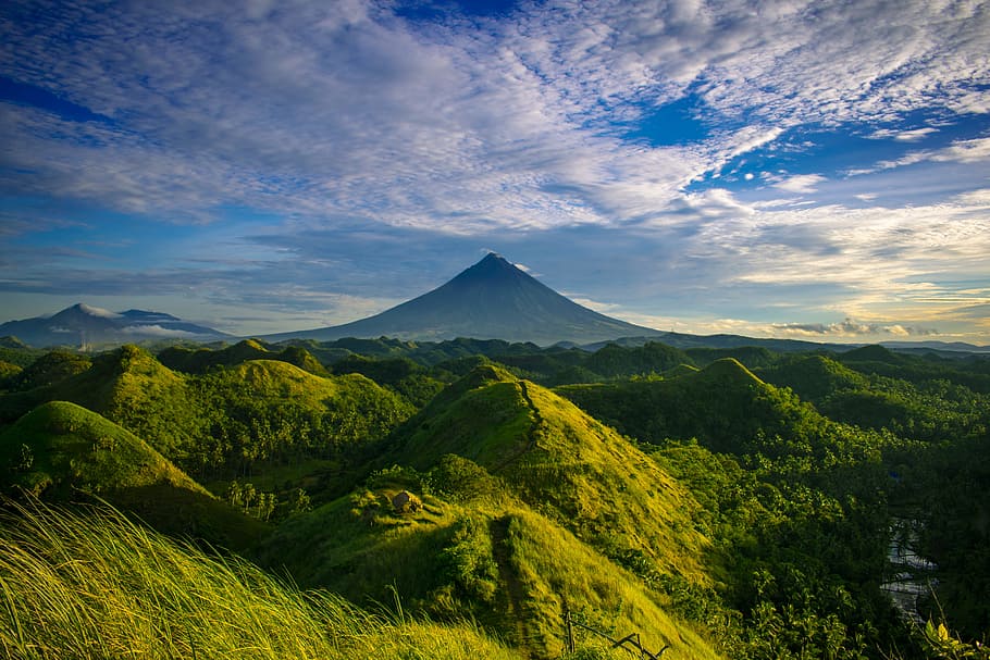 Scenic View of Mountain and Hills, beautiful, clouds, grass, idyllic HD wallpaper