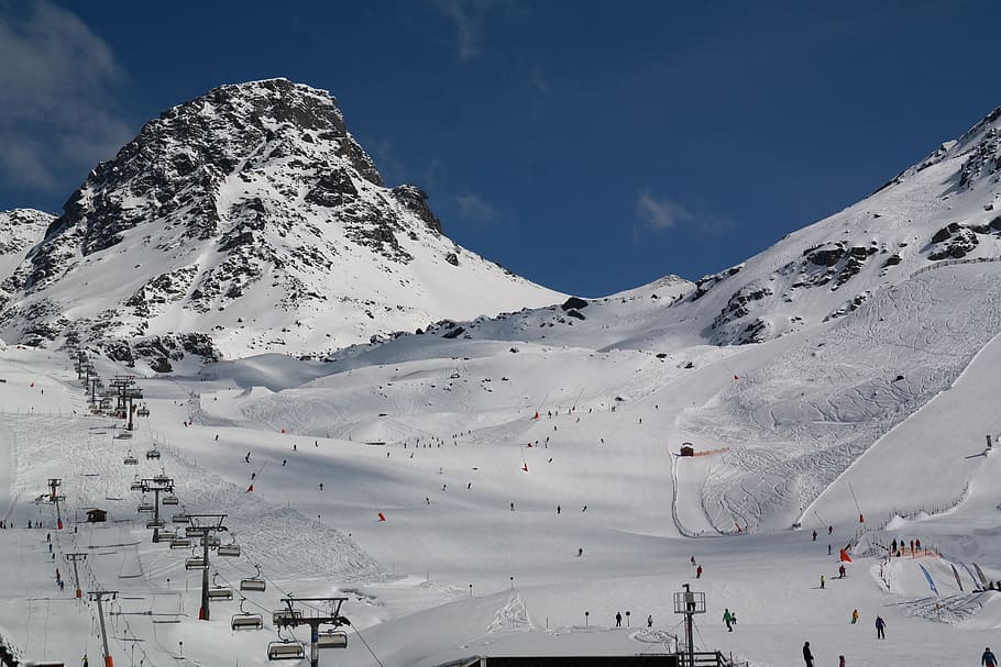 Flimspitz, Mountain, Ski Area, Ischgl, snow, mountain range HD wallpaper