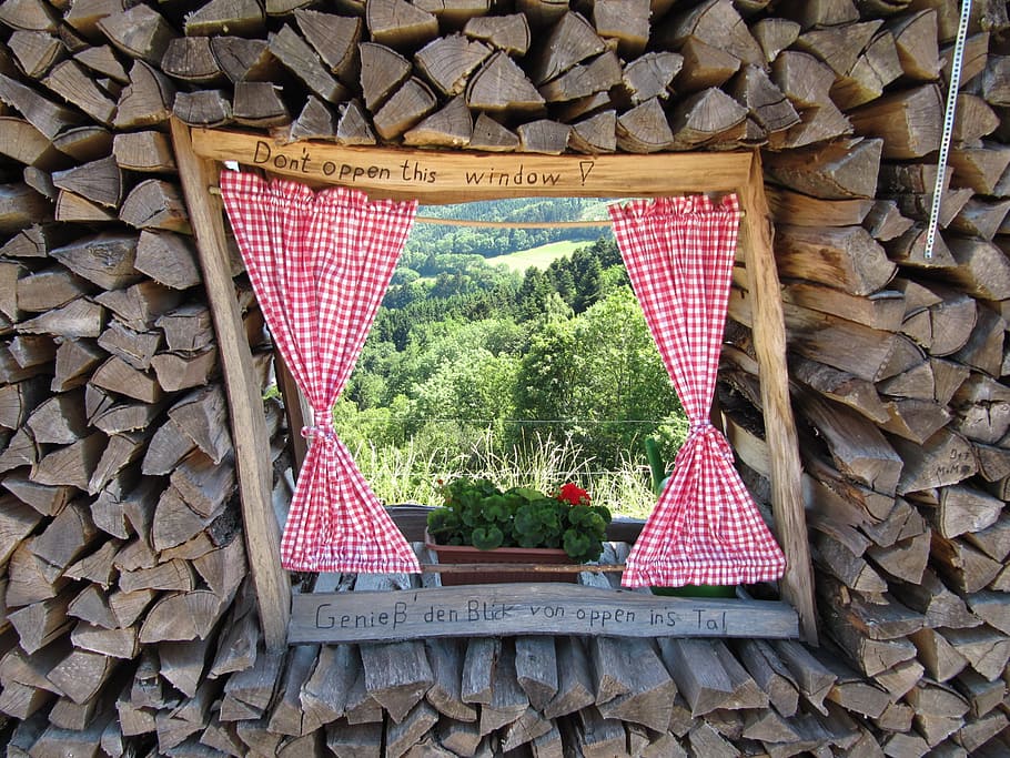 View, Window, Black Forest, holzstapel, day, no people, wood - material HD wallpaper
