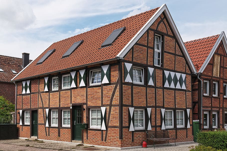 truss, bricks, modernized, renovated, gable, fachwerkhaus, window HD wallpaper