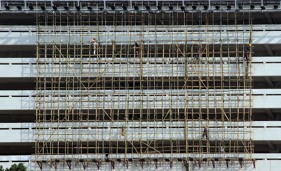 scaffold, construction, builders, scaffolding, work, site, structure HD wallpaper
