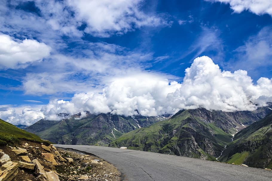 mountain, nature, sky, panoramic, landscape, cloud - sky, road HD wallpaper
