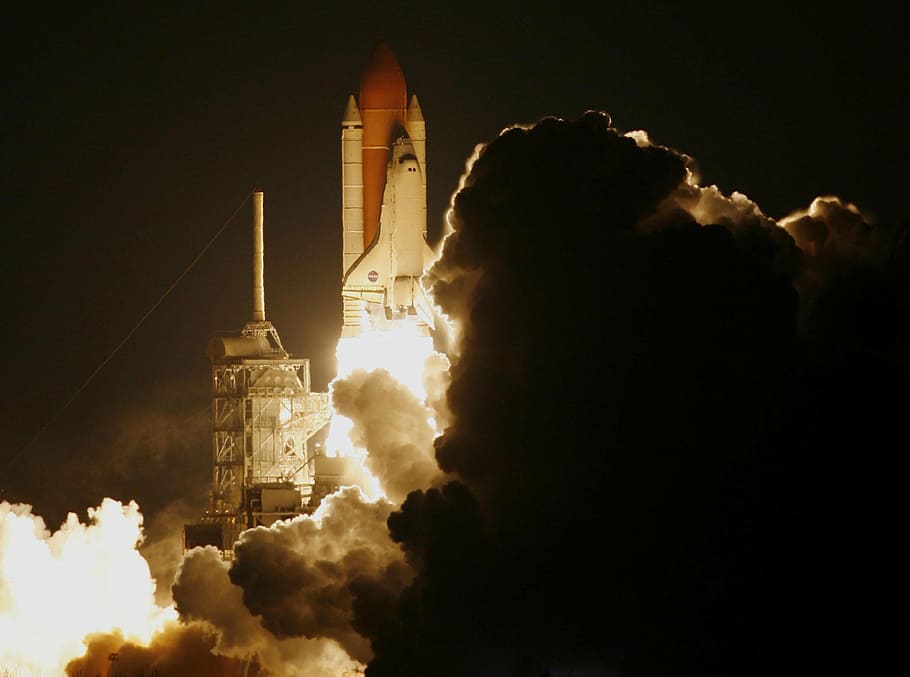 Space Shuttle scenery, rocket, lift-off, liftoff, astronautics