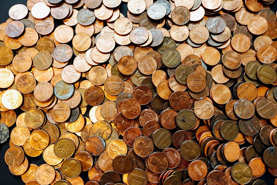 pile of Lincoln cent coins, pennies, money, currency, cash, finance, HD wallpaper